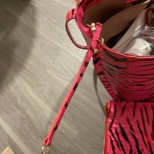 Brahmin hot pink & black animal print w  wallet!